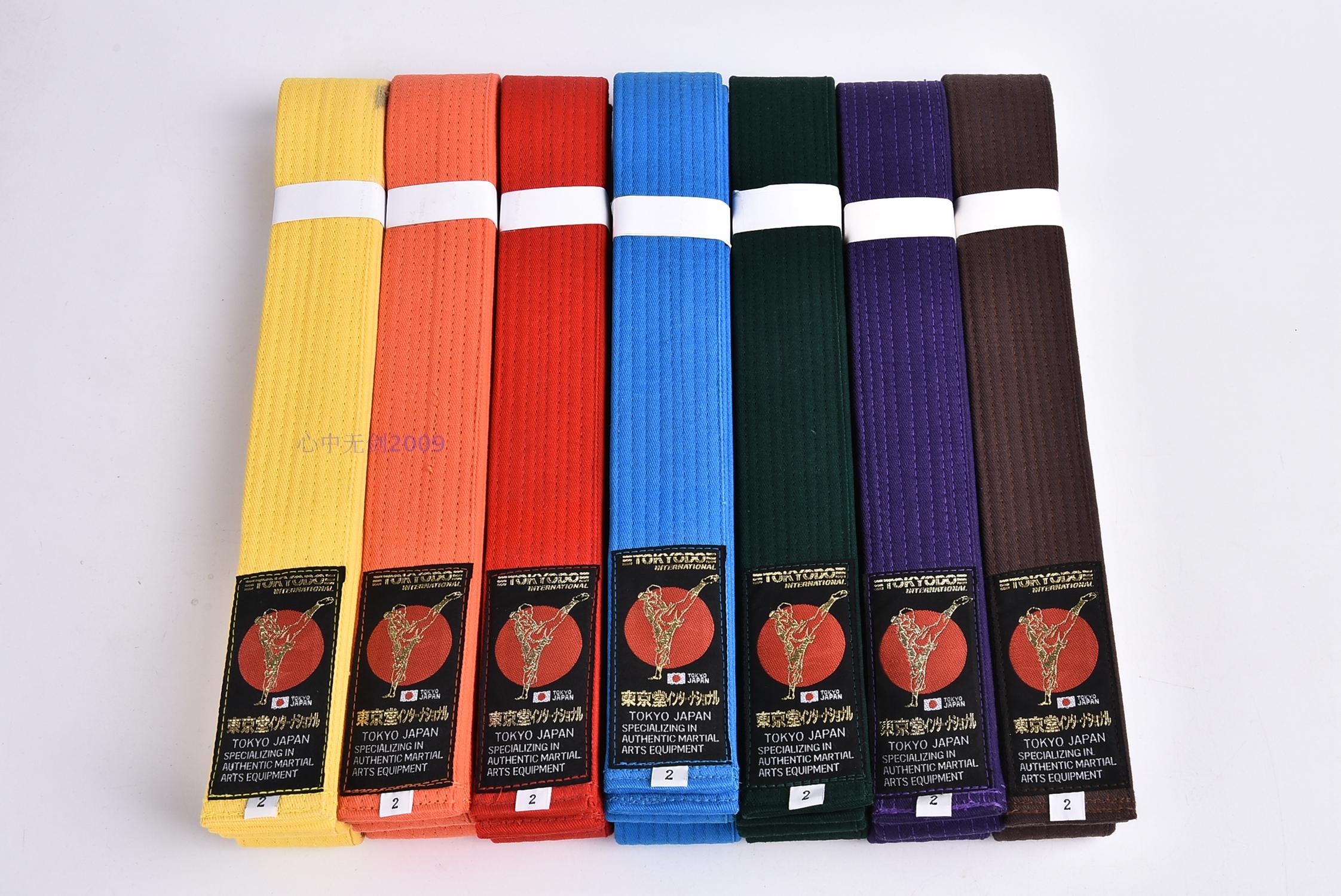 Japanese karate ribbon Red, yellow, blue, orange, green, purple tea color ribbon 40 years of history Japanese brand