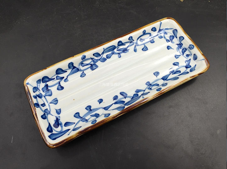 Japanese creative ceramic tableware flat plate sushi plate long angle plate long plate plate dumpling plate Japanese food tableware