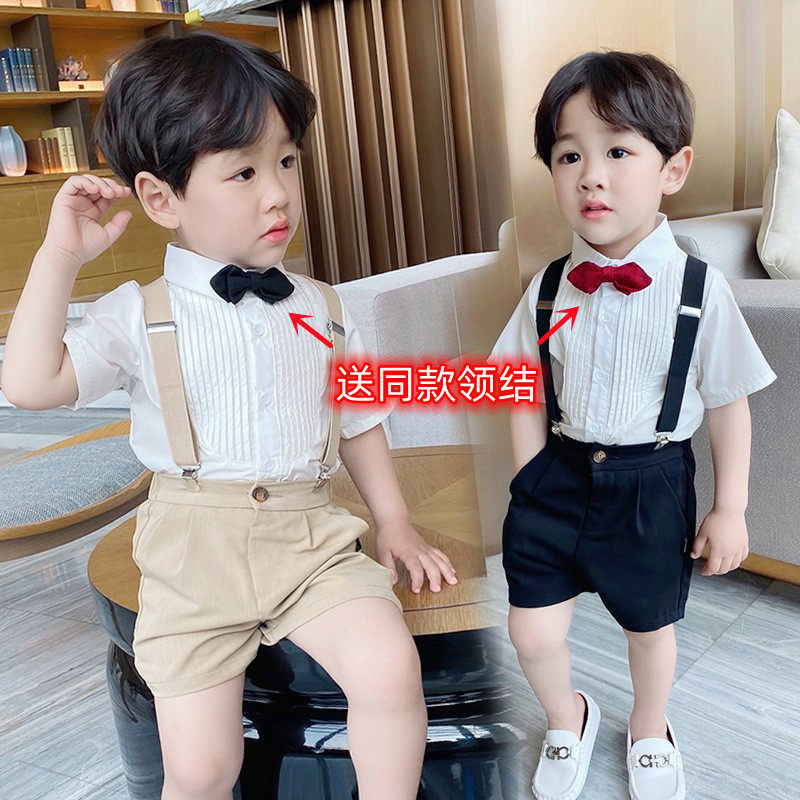 boys white shirt short sleeve kids summer bow tie shirt dress boy inch shirt with bow costume top