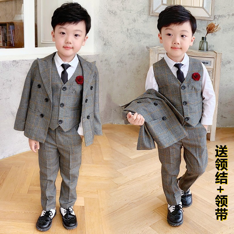 Boy's western-style suit host high-end small suit children handsome male baby boy gown boy gown piano performance