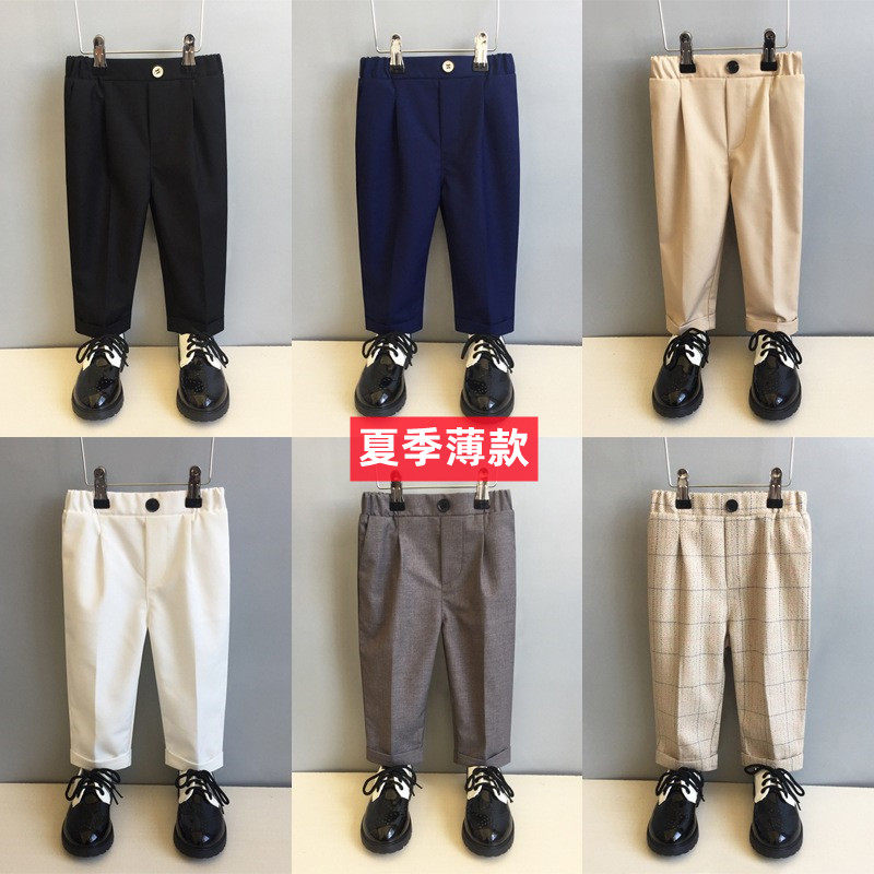 Boy Inren Wind West pants Male Bao Black children Western clothing Pants Loose Waist Thin and Child Pants Suit Boy West Suit Boy Summer
