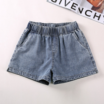 High waist elastic denim loose shorts womens 2021 new wide leg casual summer hot pants large size shows thin and fat MM