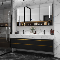 Bathroom set bathroom cabinet combination modern light luxury marble sink solid wood toilet washbasin wash table