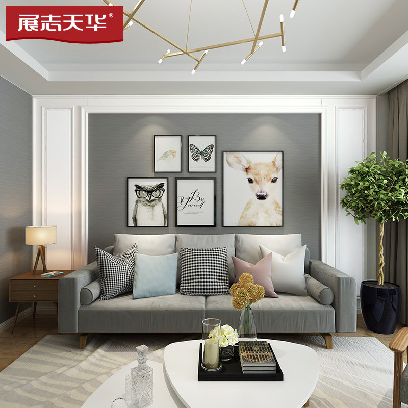 Exhibition Zhitian Hua Customized Tv Liquid Crystal Background Wall Minimalist Bedroom Sofa Wall Panel Decoration Living Room Light Pendulum H10