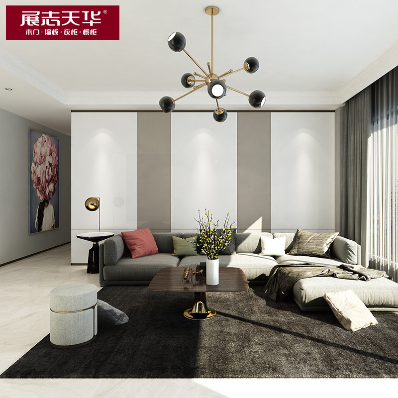 Tianhua Modern Light Luxury TV Bedroom Customized Overall Paintless Paintless Wall Background Wall Wall H22