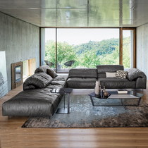 Italian style high-grade imported frosted sofa Northern European vintage cow leather minimal villa living room complete furniture