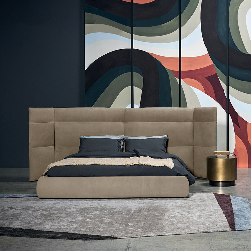 Baxter Baxter nubuck leather double master bedroom king bed wide screen extension soft screen designer villa large size