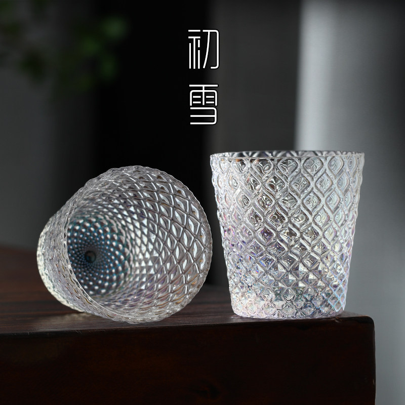 Gradual Layer Glass Cup Children Summer Cute Little Sign Water Cup Ins Wind High Face Value Home Brief Frescoed Tea Cup