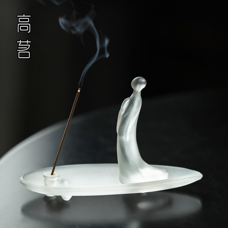 Glass line fragrant inserts Japanese style Silence Wind Bamboo leaves Bamboo Fragrance high-end handmade sandalwood Tocha Tea table Pendulum Pieces-Taobao