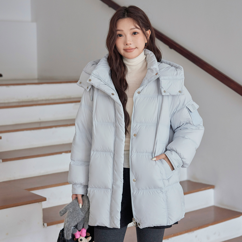 Extra Large Size Women's Mid-Length down Jacket, New Winter Style for Plus-Size Women up to 200-300 Pounds, Loose Fit, Slimming, Thickened, Warm Coat
