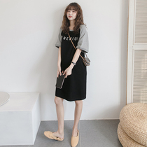 Pregnant woman T-shirt with long section spliced pure cotton pregnant woman summer dress dress short sleeves 2021 new display slim fit T-shirt dress