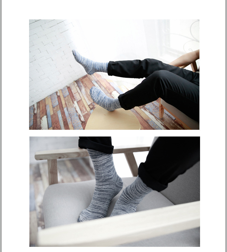6 đôi tất dày nam màu sắc phù hợp với vớ cotton mùa thu và mùa đông tất nam trong vớ ống vớ quốc gió vớ nam