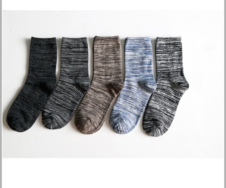 6 đôi tất dày nam màu sắc phù hợp với vớ cotton mùa thu và mùa đông tất nam trong vớ ống vớ quốc gió vớ nam