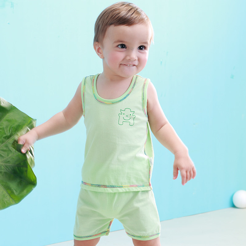 Baby short sleeve suit baby toddler vest suit children sweat vest harness male and female summer thin section 1 man 3