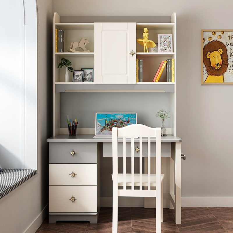 Children Desk Bookshelves Integrated Student Boy Writing Learning Desk Bedroom Home Right Angle Corner Computer Desk