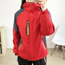 Outdoor three-in-one jackets L men mountaineering winter plus velvet thick waterproof removable piece jacket