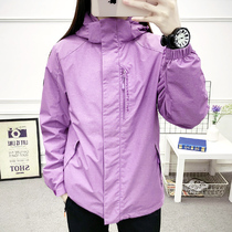 Autumn and winter three-in-one submachine clothing Two sets of detachable womens outdoor sports Mountaineering to thicken the windproof clothes