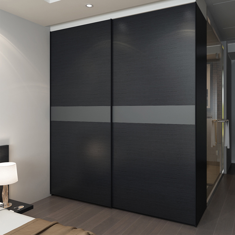 Bedroom sliding door Coat cabinet Simple modern economical sliding door solid wood type overall custom wardrobe assembly