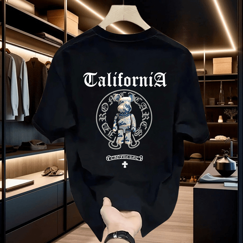 American-Style Cool and Trendy Heavyweight Short-Sleeve T-Shirt with Print, Unisex Streetwear Brand, Round Neck, Unique Casual Summer Pure Cotton