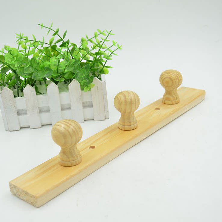 Solid wood hooks hanger free of punch hooks into door Xuanguan wall wall-mounted clothes hanging clothes hook door rear wall