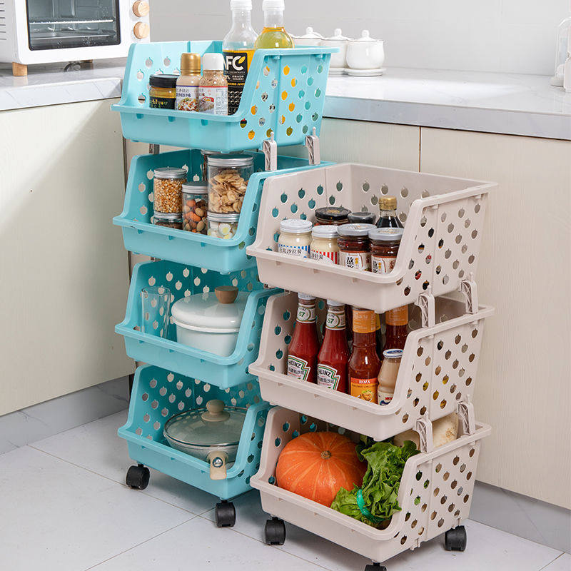 Kitchen shelve floor multilayer superimposed containing layer frame thickened seasoning vegetable water fruit and vegetable basket plastic kitchen deity