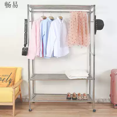 Creative coat rack floor closet mobile hanger rack stainless steel wardrobe bedroom shelf