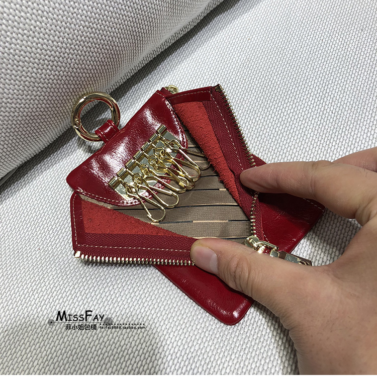 MISSFAY Túi Miss Fei đặc biệt cung cấp thông tin phản hồi thực tế nhỏ sáp dầu hoang dã phiên bản Hàn Quốc của gói chìa khóa - Trường hợp chính ví móc khóa nam