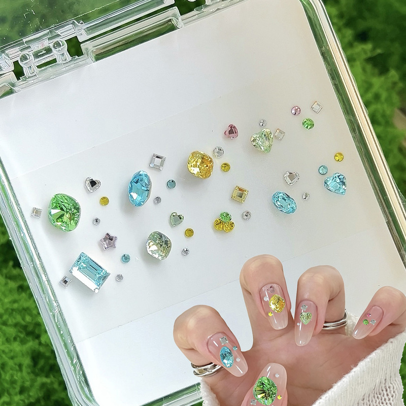 High-Quality Dongzhou Candy Soda Nail Art Diamond Material Kit, Sparkling Wearable Nail Material Kit, Colorful Diamond DIY Accessories