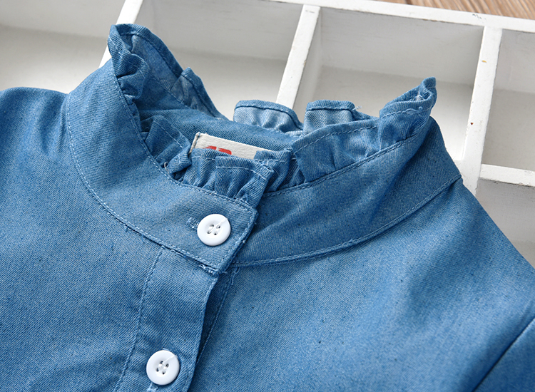 Váy bé gái xuân hè 2018 mới cho bé váy đầm xòe dài tay phiên bản Hàn Quốc của váy denim tay dài đầm công chúa cho bé gái