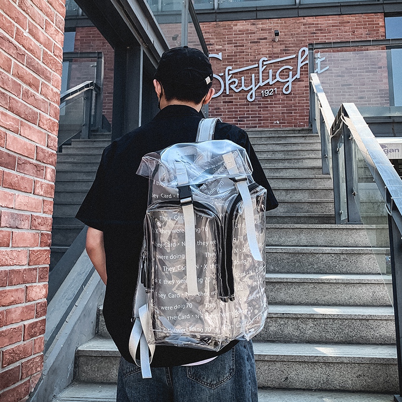 Personality trend 3M reflective stereoscopic PVC backpack transparent shoulder backpack trend men and women hip hop tide brand Europe and America