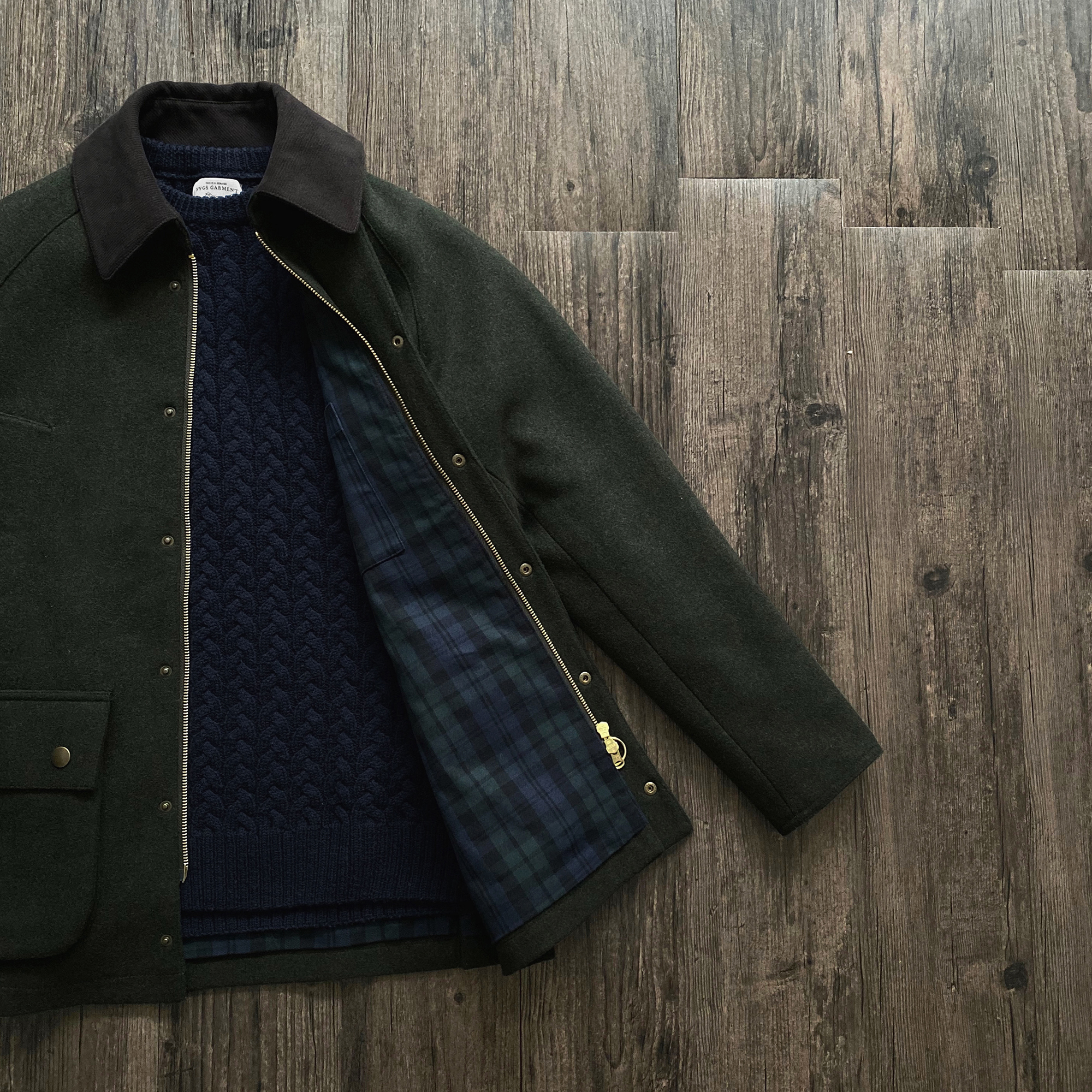 NVGS x Bastian 1950s British Retro Style Slim Dark Green Woolen Lapel Coat Jacket