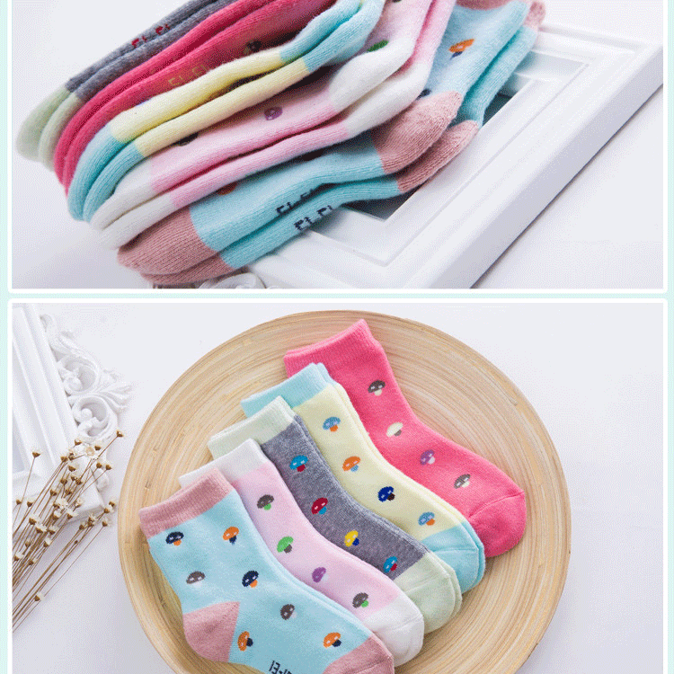 Cô gái vớ mùa đông dày cotton ấm áp cho trẻ em mùa thu và mùa đông cộng với nhung mùa đông dày khăn terry vớ 3-5-7-9 tuổi vớ chống trượt cho bé