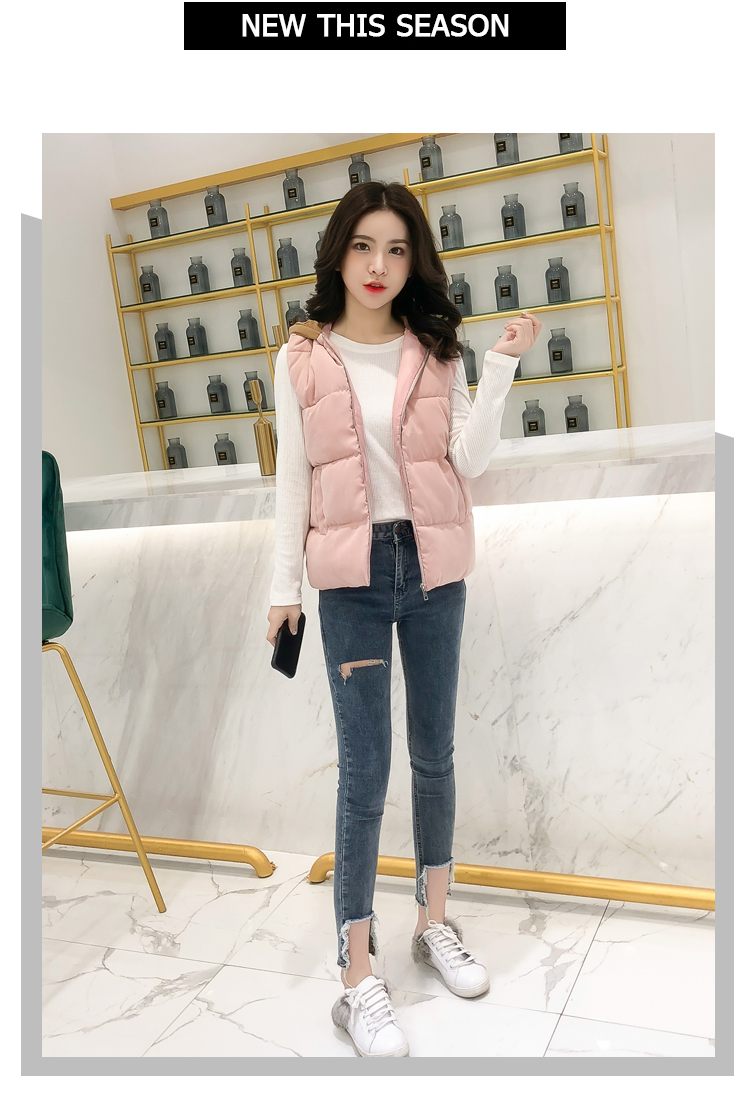 Áo vest cotton dày ngọt ngào in vest thời trang 2018 thu đông mới xuống áo khoác cotton nữ áo phao nữ dáng dài