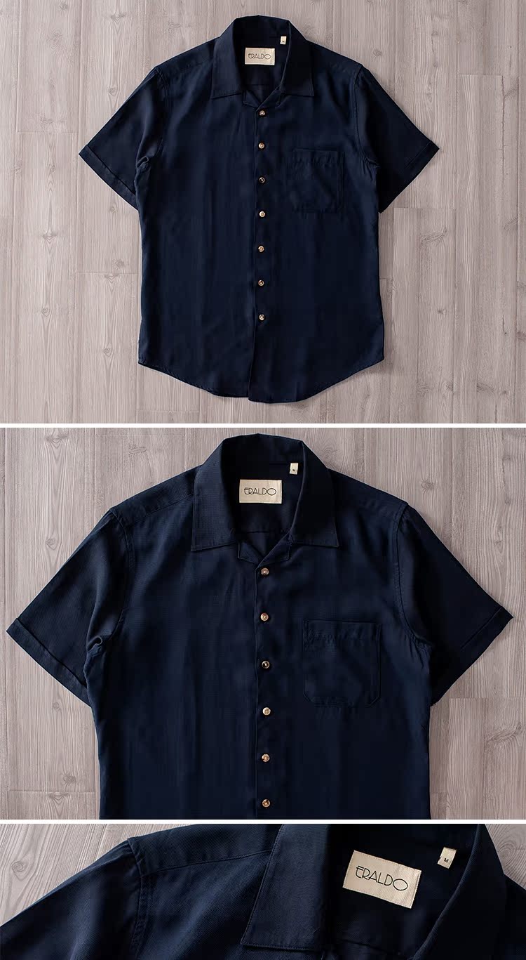 Anh may cổ điển hồi sinh loạt vải lanh jacquard cổ áo Cuba áo sơ mi nam ngắn tay Hawaii mùa hè - Áo áo sơ mi cổ tàu nam