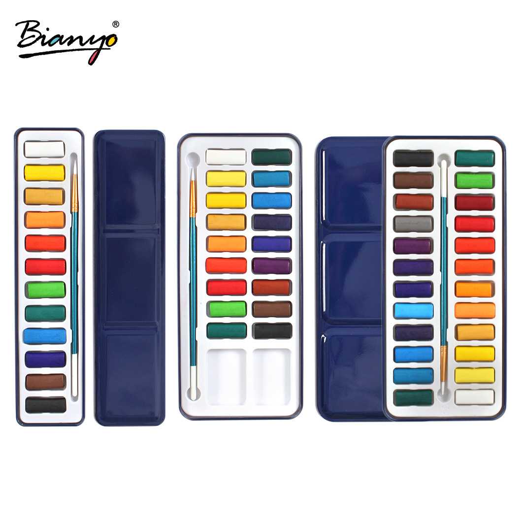 Pieney blue iron box solid watercolor 24 color 36 color 48 color brush tool suit students water pastry beginner beginner