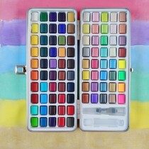 90 color solid watercolor paint art painting nail art beginner set small iron box pearlescent watercolor seamiart