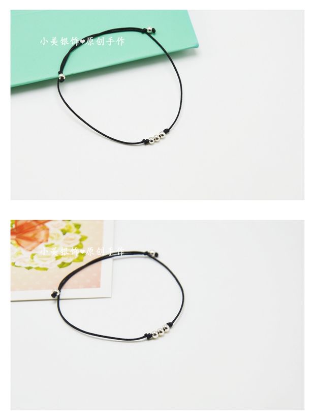 Mới và đơn giản S925 sterling bạc hạt vòng tay dây đỏ vòng tay nữ dây màu đen dây thừng tốt dây thừng quà tặng sinh viên Nhật Bản và Hàn Quốc phiên bản lắc chân đẹp độc