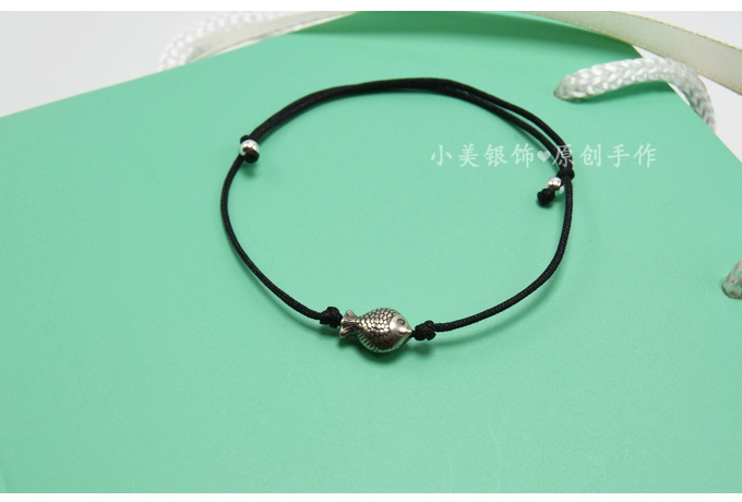 Nhật Bản và Hàn Quốc phiên bản của retro 925 sterling bạc đôi hôn cá tay dây nữ chân mỏng thời trang vòng tay sinh viên đơn giản vòng chân nữ đẹp