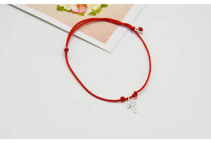 S925 sterling bạc chéo dây đỏ vòng chân ngày Hàn Quốc phiên bản nữ sinh văn học đơn giản tốt dây đen vòng tay chân dây vòng chân nữ đẹp