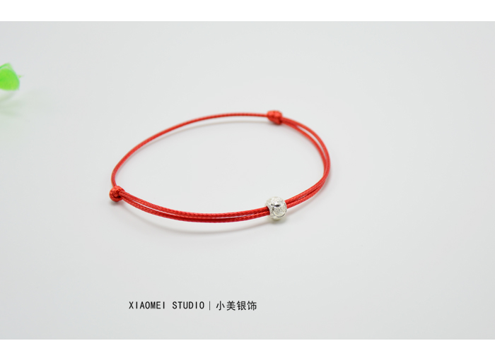 Nhật Bản Hàn Quốc ban đầu thủ công sterling bạc chuyển hạt màu đỏ dây đeo vòng chân mỏng nam và nữ đôi sinh viên chân dây thừng tay đen vòng đeo chân nữ bằng vàng