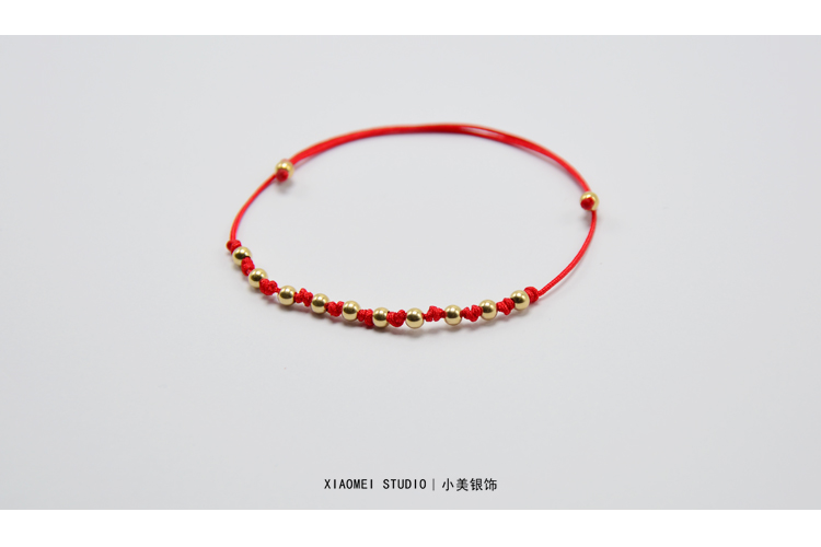Chuỗi hạt vàng 14k đơn giản, dây chuyền mảnh, dây đeo nữ màu đỏ, được đan bằng tay màu đen vòng chân titin ko gỉ