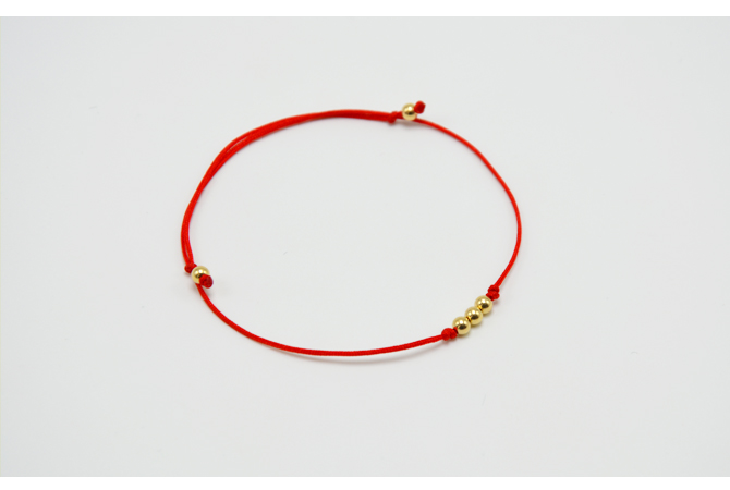 Nhật Bản Hàn Quốc rất đơn giản 14k vàng ba đời ba hạt vàng đỏ dây đeo vòng tay chuỗi mỏng trang sức thời trang sinh viên lắc chân nữ bạch kim