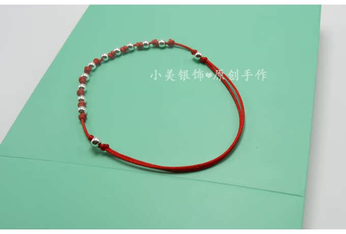 S925 sterling bạc chuyển hạt vòng chân nữ sinh viên đơn giản dây đỏ vòng đeo tay thời trang tốt dây đen chân dây quà tặng năm nay vòng chân bạc tây tạng