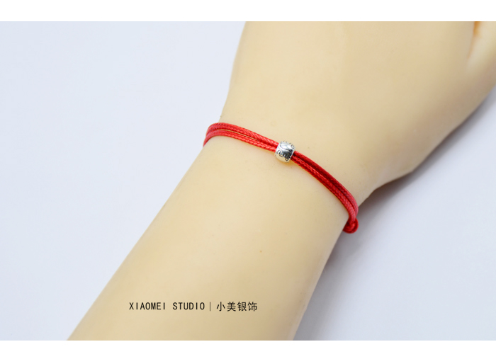 Đơn giản tốt lành voi con S925 sterling bạc vòng chân nữ mỏng dây đỏ chân dây nam và nữ vài sinh viên vòng đeo tay màu đỏ dây tay màu đen vòng chân nữ đẹp