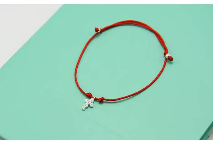 S925 sterling bạc chéo dây đỏ vòng chân ngày Hàn Quốc phiên bản nữ sinh văn học đơn giản tốt dây đen vòng tay chân dây vòng chân nữ đẹp