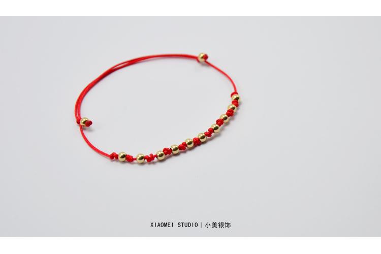Chuỗi hạt vàng 14k đơn giản, dây chuyền mảnh, dây đeo nữ màu đỏ, được đan bằng tay màu đen vòng chân titin ko gỉ