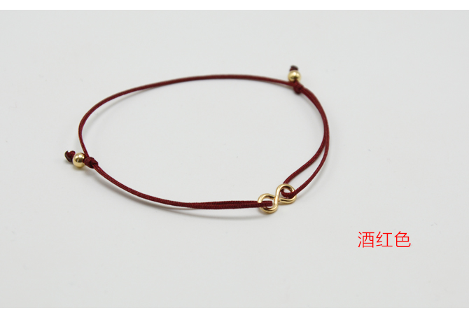 Phiên bản tiếng Hàn đơn giản 14K túi vàng 8 chữ tình yêu vô hạn tinh xảo đỏ dây đeo chân đen dây chân vòng chân nữ sinh viên quà tặng lắc chân vàng pnj