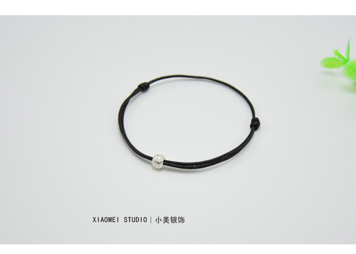 Nhật Bản Hàn Quốc ban đầu thủ công sterling bạc chuyển hạt màu đỏ dây đeo vòng chân mỏng nam và nữ đôi sinh viên chân dây thừng tay đen vòng đeo chân nữ bằng vàng