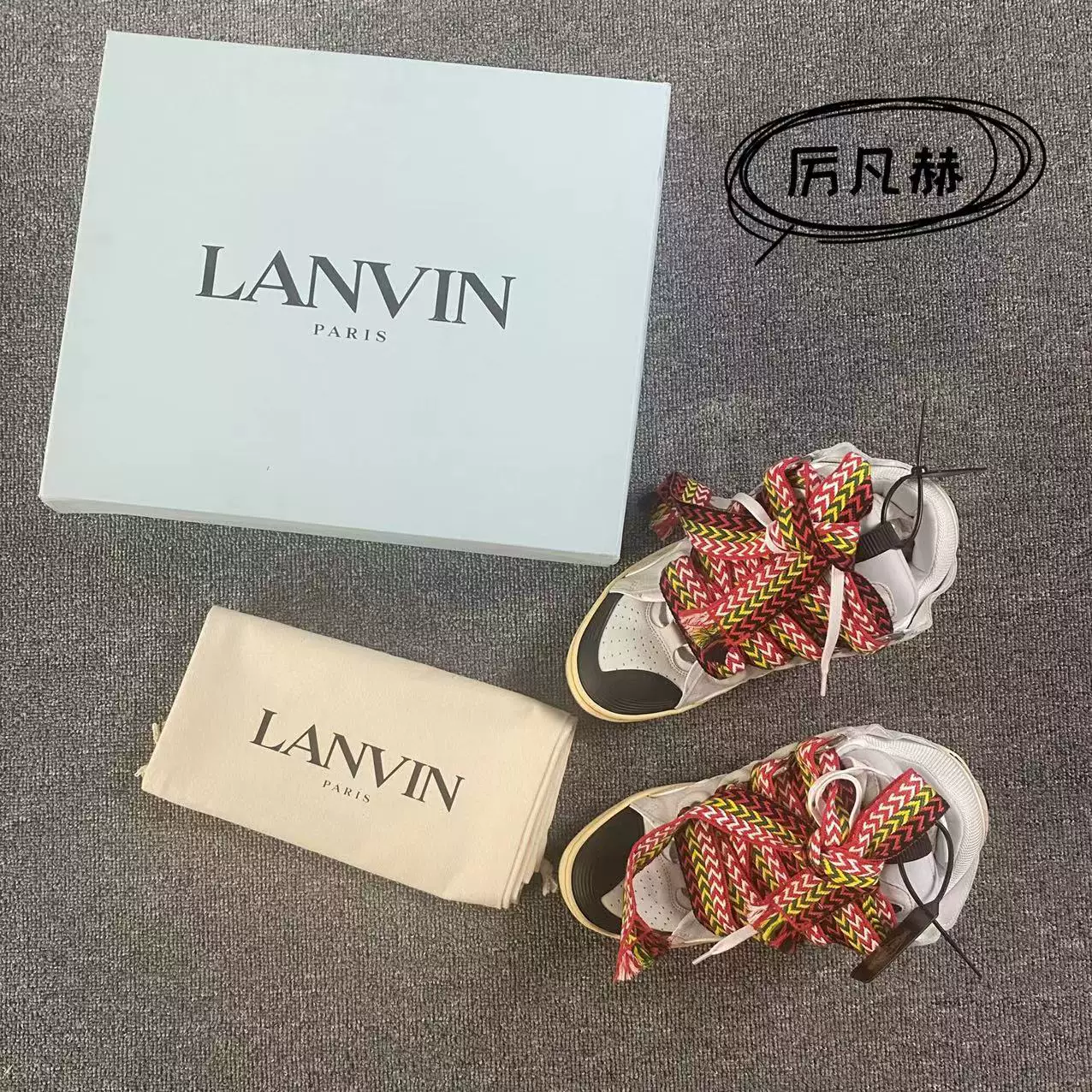 [【】Lanvin/ Curb белый кожаный панельный high-top кроссовки кроссовки]
