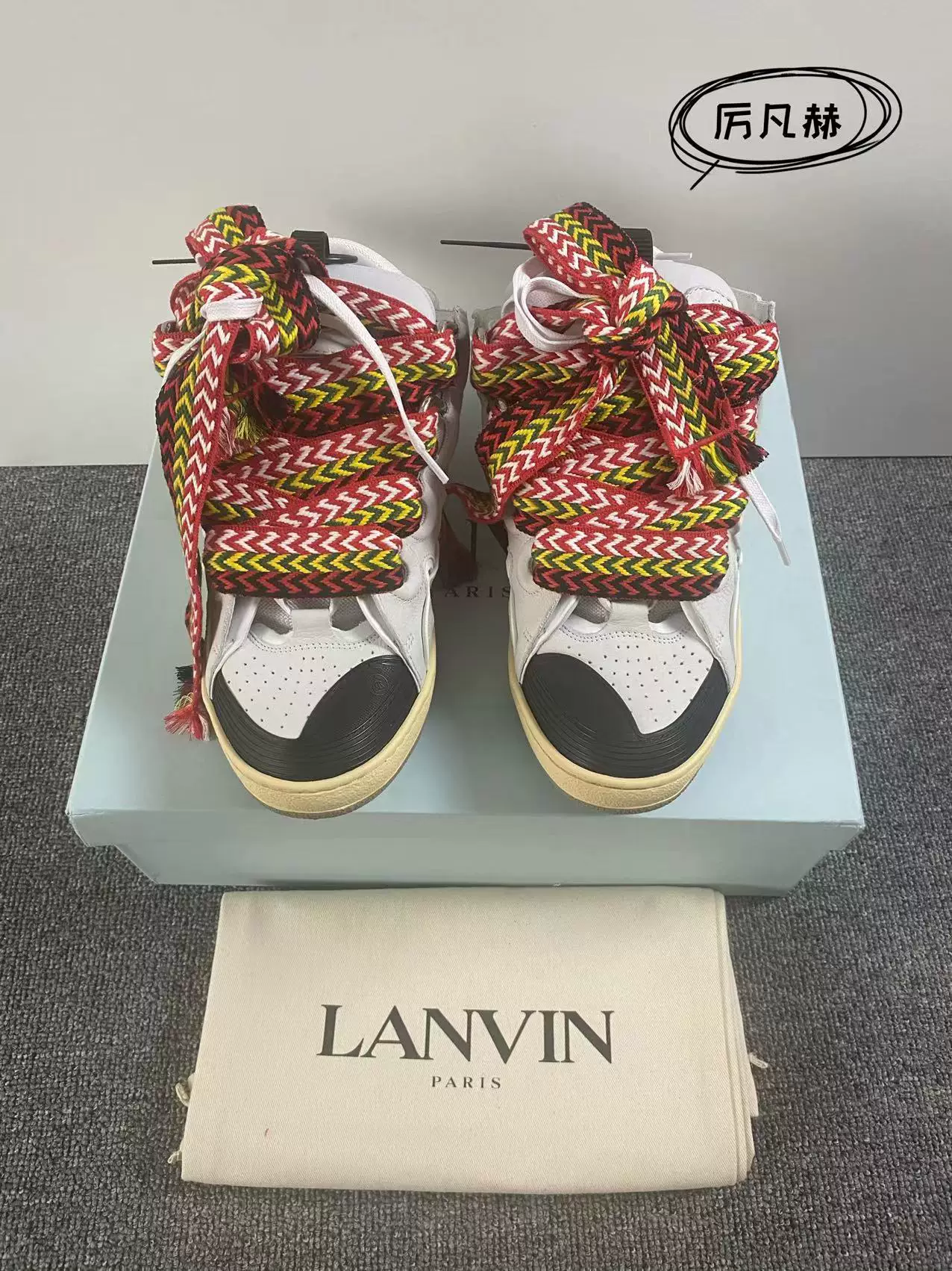 [【】Lanvin/ Curb белый кожаный панельный high-top кроссовки кроссовки]